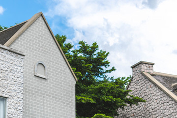vintage eurpoean building and house wtih roof view