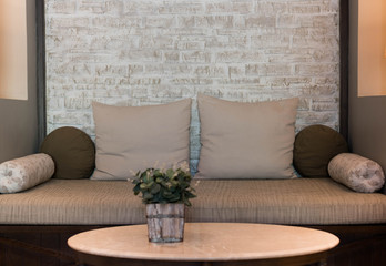 close up of a safa in brown tone