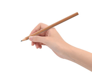 鉛筆を持つ女性の手