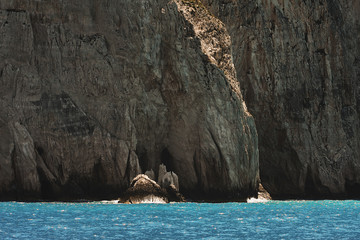 Blue caves on Zakynthos island, Greece, travel concept