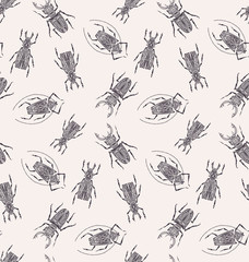 Beetles pattern repeats seamless in color for any design. Vector geometric illustration