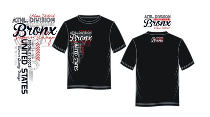 Athletic Bronx typography for T-shirt printing design, vector illustrations