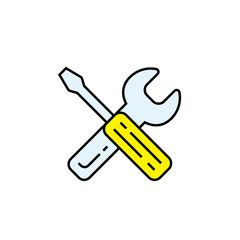 Workshop tools line icon. Spanner and screwdriver symbol. Service repair sign. Vector illustration.
