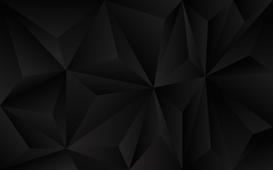 Abstract futuristic background with black polygon vector design. Dark triangle composition technology modern concept for use element cover, banner, poster, web, brochure, flyer, website, corporate