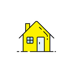 Yellow home line icon. Tiny house symbol. Vector illustration.