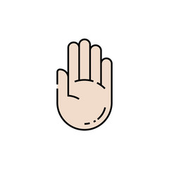 Hand line icon. Stop gesture symbol. Vector illustration.