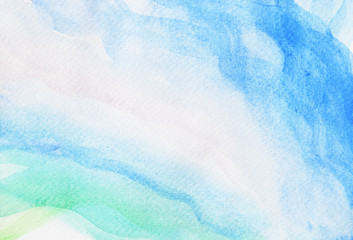 Cloud and smoke, Abstract pattern blue with purple and green color , Illustration watercolor hand draw and painted on paper