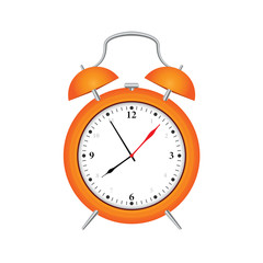 Alarm clock red wake-up time isolated on white background.