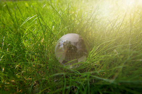 Crystal globe on the grass