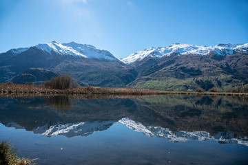 Beautiful Lake and mountain  scenery of the Southern Alps