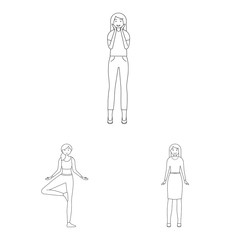 Vector illustration of posture and mood symbol. Collection of posture and female stock symbol for web.