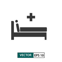 Man in hospital bed icon. Isolated on white. Vector illustration EPS 10