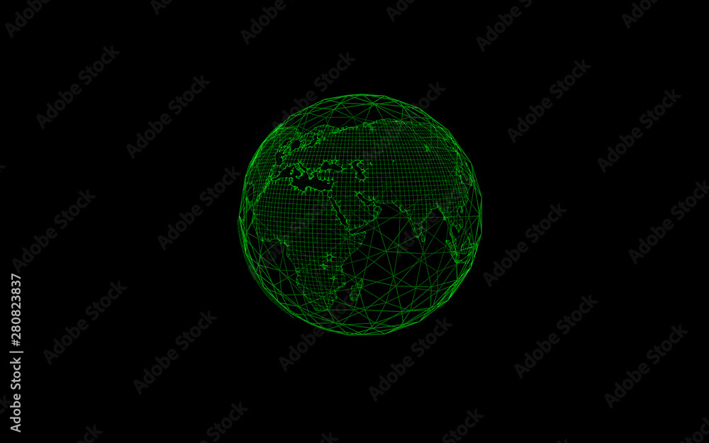 Poster abstract network data connection technology. digital background earth world. 3d illustration