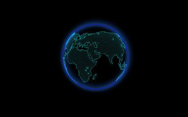 Future Technology Earth World, Data Transmission, Internet Connection. 3D illustration