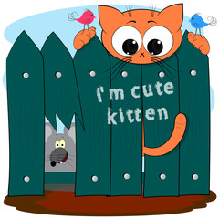 Cute kitten. cartoon comic vector illustration.
