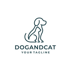 Dog and cat logo design vector.