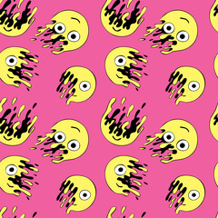 Emoticon, emoticons, emoji, vector, melt, fade, stylized, yellow, red, pattern