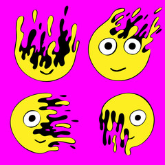 Emoji emoticons. Melt and disappear. Vector