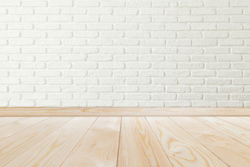 empty room with white brick wall