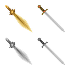 Isolated object of game and armor icon. Set of game and blade stock symbol for web.