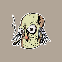 face nasty grandfather. funny vector illustration