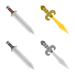Vector illustration of game and armor icon. Set of game and blade stock vector illustration.