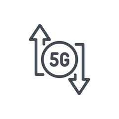 5G synchronization line icon. Vector outline sign.