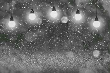 Fototapeta na wymiar pretty sparkling glitter lights defocused light bulbs bokeh abstract background with sparks fly, holiday mockup texture with blank space for your content