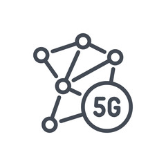 5G network line icon. Vector outline sign.