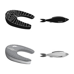 Vector design of fresh and restaurant logo. Set of fresh and marine stock symbol for web.