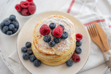 Home made pancakes with berries
