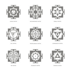 Vector icon with Yantra Hinduism symbols