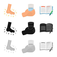 Vector illustration of diet and treatment sign. Set of diet and medicine vector icon for stock.