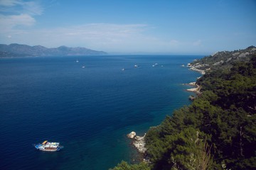 view of the sea with the boat