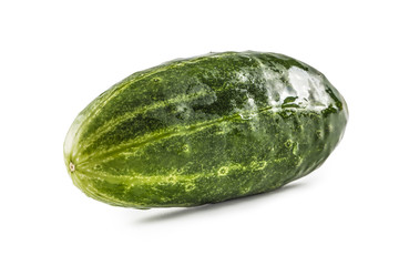 Fresh cucumbers isolated on white background - close-up