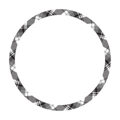 Circle borders and frames vector. Round border pattern geometric vintage frame design. Scottish tartan plaid fabric texture. Template for gift card, collage, scrapbook or photo album and portrait..