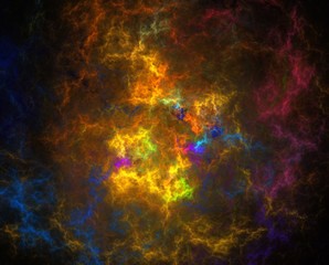 Abstract colorful plasmatic storm. Multicolored fractal spirals background