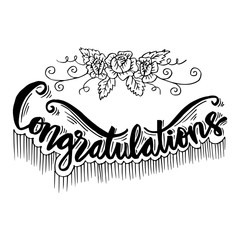 Congratulations card. Hand lettering calligraphy.