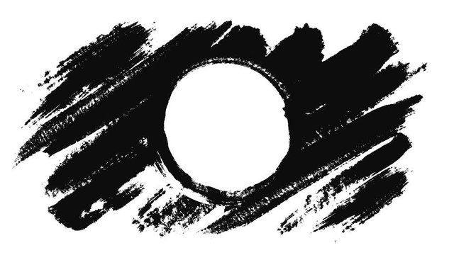 Abstract animation of drawing a circle with a brush. Animation. Circle drawn in black ink on a white background