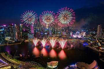 Beautiful fireworks at Marina bay, Singapore