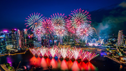Beautiful fireworks at Marina bay, Singapore