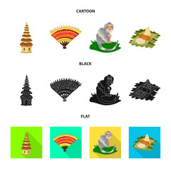 Isolated object of and travel logo. Collection of and traditional stock vector illustration.