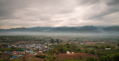 Sea of mist and sunrise at yun lai view point ,pai , mae hong son, Thailand