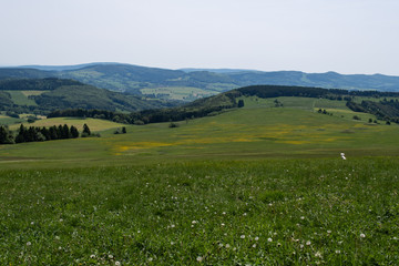 View from Wasserkuppe Hessen Landscape Germany.  It is a mountain within the German state of Hesse and is the highest peak in the Rhön Mountains.