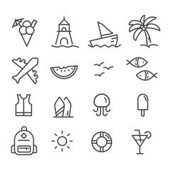 Simple set of summer, trip minimal icon isolated. Modern outline on white background