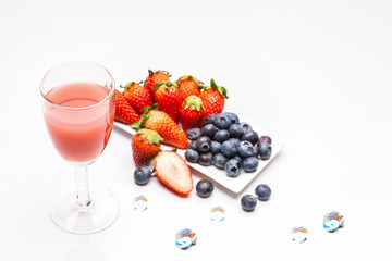 blueberries and Strawberry  juice isolated