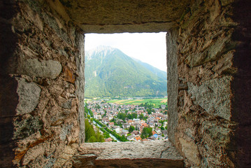 Panoramic view from the castle of Campo Tures, Sand in Taufers, Taufer Ahrntal, Valle Aurina, South...