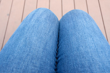 Close-up photo of the human thigh