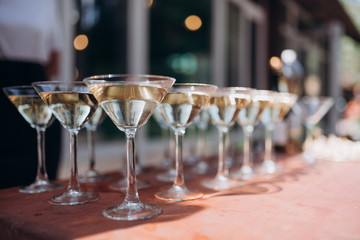 champagne glasses on the table