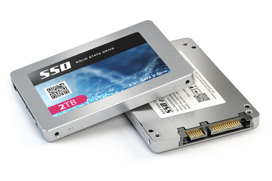 SSD state solid drives disks isolated on white background.
